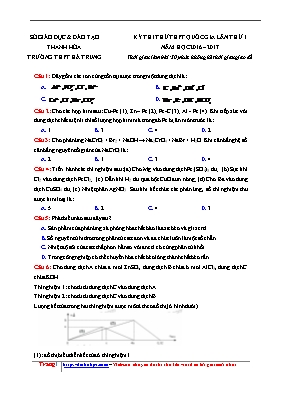 Đề thi thử Trung học phổ thông Quốc gia lần 1 môn Hóa học năm 2017 - Trường THPT Hà Trung (Có đáp án)